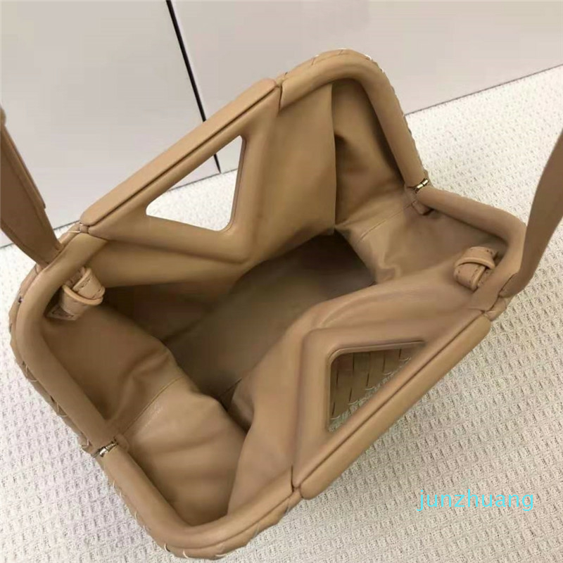 

Designer- Inverted Triangle Shoulder Bags Weave handle Handbags Cross Body Leather Clutch Color Summer Fashion Wallet Purse, Pink