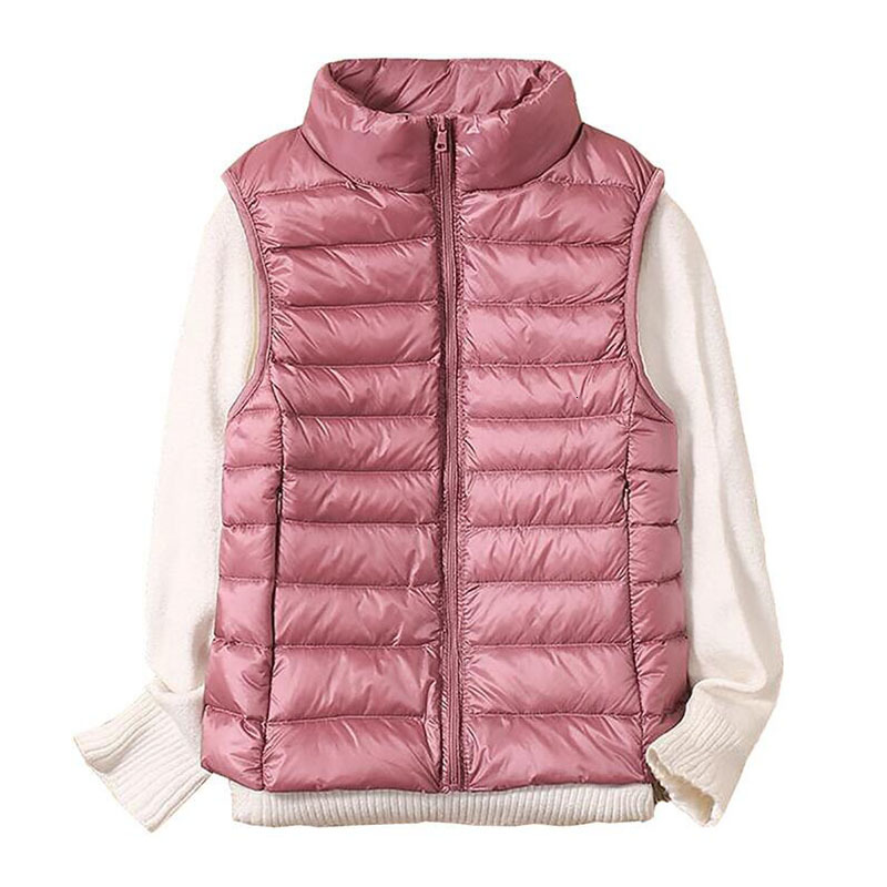 

down Women Sleeveless Autumn Winter Women's Ultra Light 90% White Duck Down Vest Slim Jacket Windproof Warm Waistcoat, Black