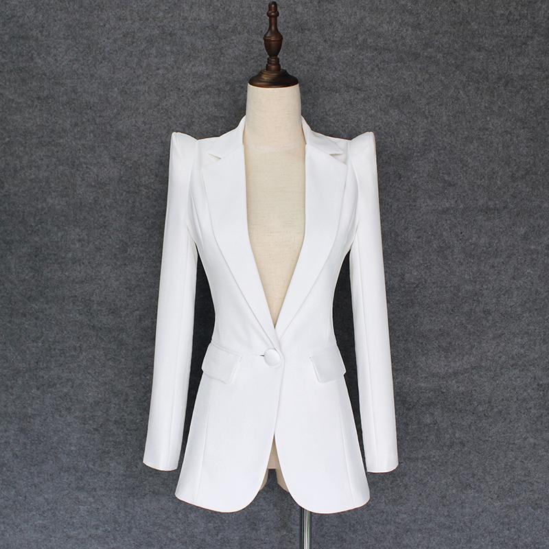 

Fashion Designer Blazer Jacket Soaring Shoulders Single Button Outer Wear, Black