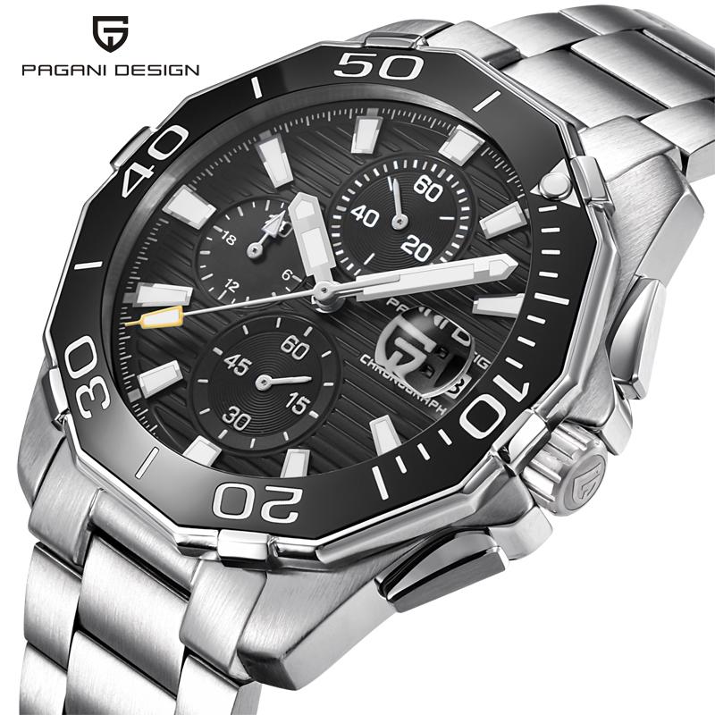 Montre-bracelet Pagani Design Watch Hommes Military Quartz Cuir Sport imperméable Sport Poignet Chronographe Relogio 3ATM