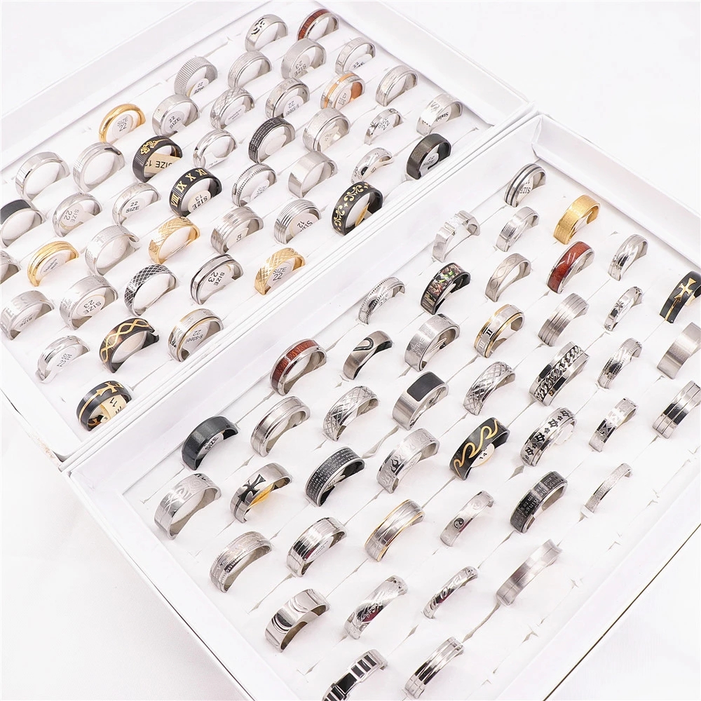 Mode prachtige trend eenvoudige roestvrijstalen sieraden ringen voor mannen feestgeschenken mix stijl maat 22 mm-23 mm