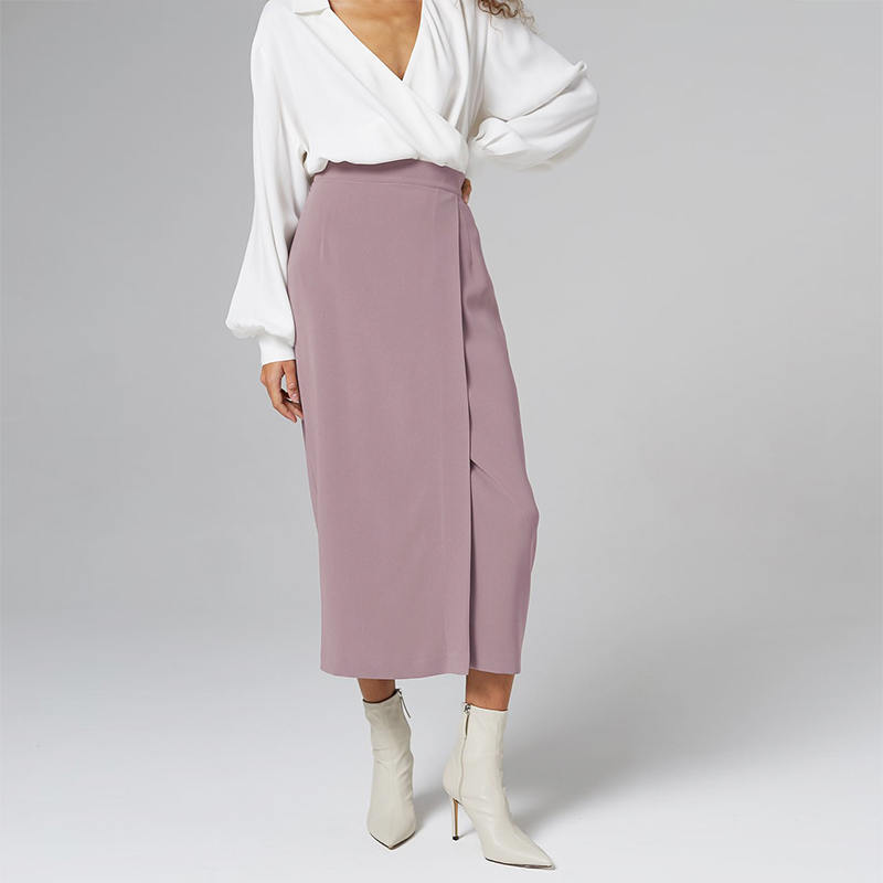 

Paris Girl High-Waist Women Skirt Retro Temperament Irregular Elegant Office Lady Mid-Calf Length Women's Straight Femme 210524, Pink.