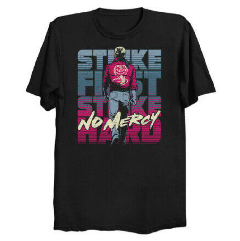 

R1 No Mercy The Cobra Kai Johnny Lawrence From Karate Kid Black T-Shirt S-6XL, White;black