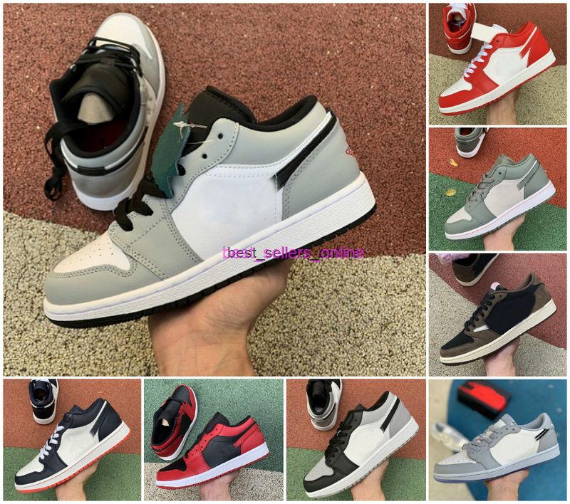 

basketball New mens jumpman shoes 1 1s low sneakers grey black sail travis scotts shattered backboard chicago bred unc hyper royal trainers, A-j1007