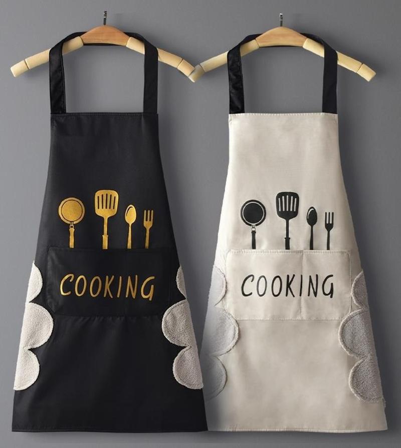 

Hand-wiping Kitchen Household Cooking Apron Men Women Oil-proof Waterproof Adult Waist Fashion Coffee Overalls Wipe Hand Aprons
