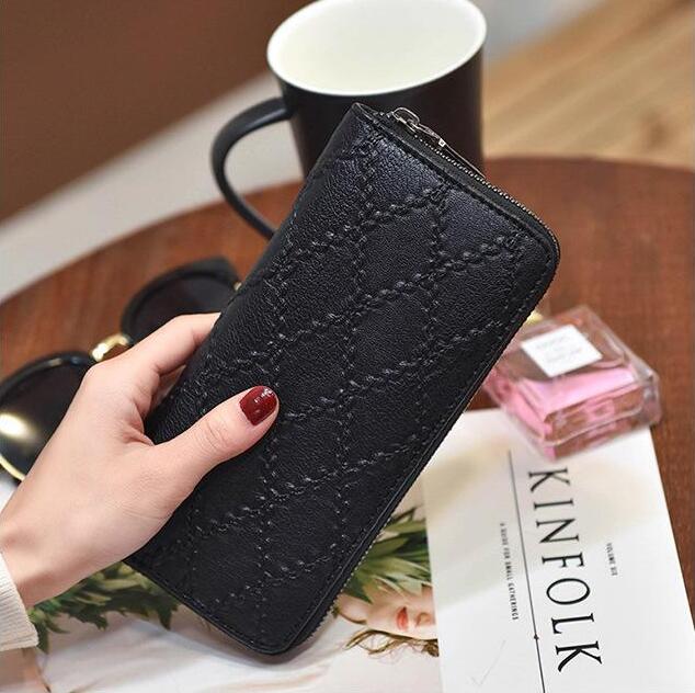 

Factory wholesale women bag fashionable three-dimensional embossed womens wallet simple Plaids Plaid purse large capacity leather Long Wallets, Grey(boutique box)