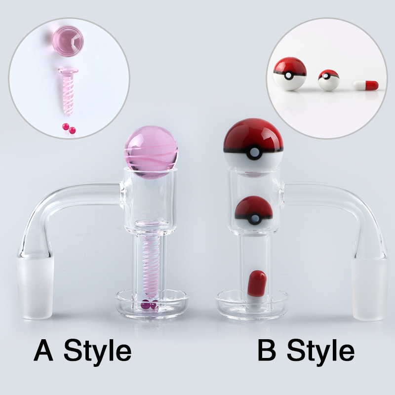 

Two styles Flat Top Terp Slurper Smoking Quartz Banger with Glass Marble Screw And 4mm Ruby Pearls Set 10mm 14mm 18mm 45 90 Nails For Bongs