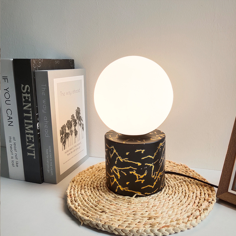 

Led reading lamp bedside table study dresser black gold Nordic American lamps marble pattern