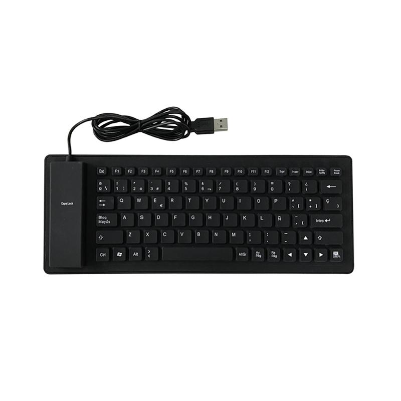 

Keyboards 84 Keys Spanish USB Wired Silicone Keyboard Foldable Soft Waterproof Dustproof For Desktop Computer Laptop