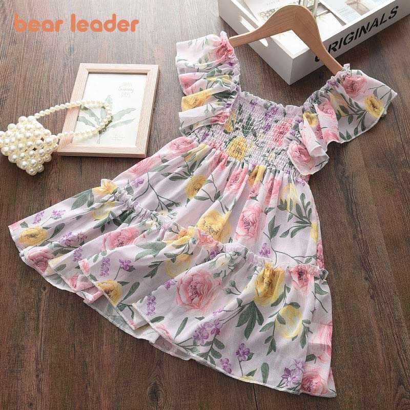 

Bear Leader Baby Girl Princess Floral Dresses Fashion Thin Party Ruched Dress Causal Chiffon Costume Sweet Ruffles Vestidos 3-7Y 210708, Ah4911yellow