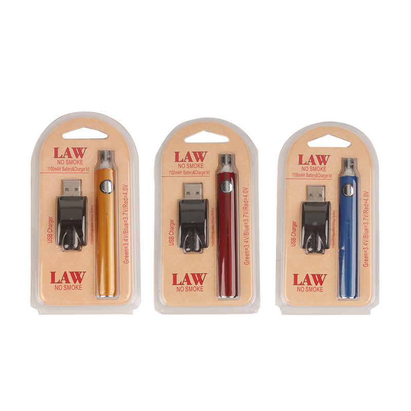 

LAW preheating battery blister kit VV Batterys 1100 mah For 510 Cartridges Bottom Voltage Adjustable Usb Charger Vape Pen