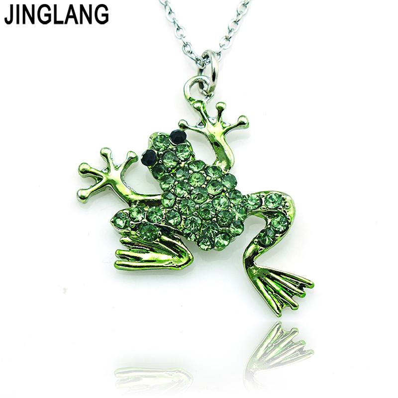 

Pendant Necklaces JINGLANG Fashion Link Chain 2 Color Rhinestone Frog Necklace For Children Jewelry Gifts