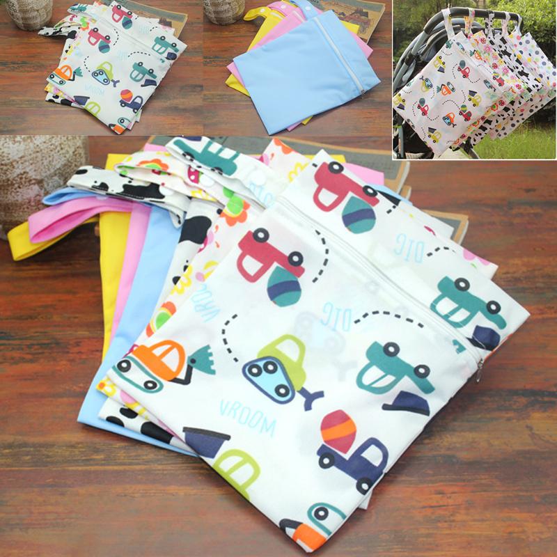 

Diaper Bags Baby 30*40cm Bag Infant Waterproof Reusable Wet Dry Print Pocket Nappy Travel Single Layer With Zipper, Yellow