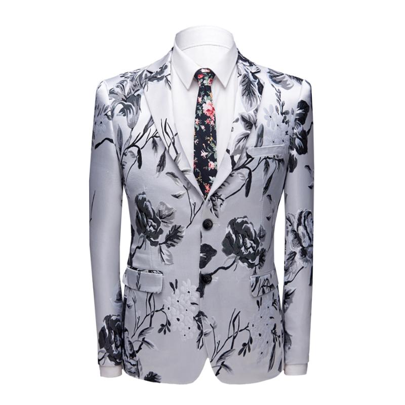 

Men' Suits & Blazers Men White Jacquard Suit Fashion Business Banquet Wedding Dress Jacket Asian Size 4XL Slim Design High Quality, 1070