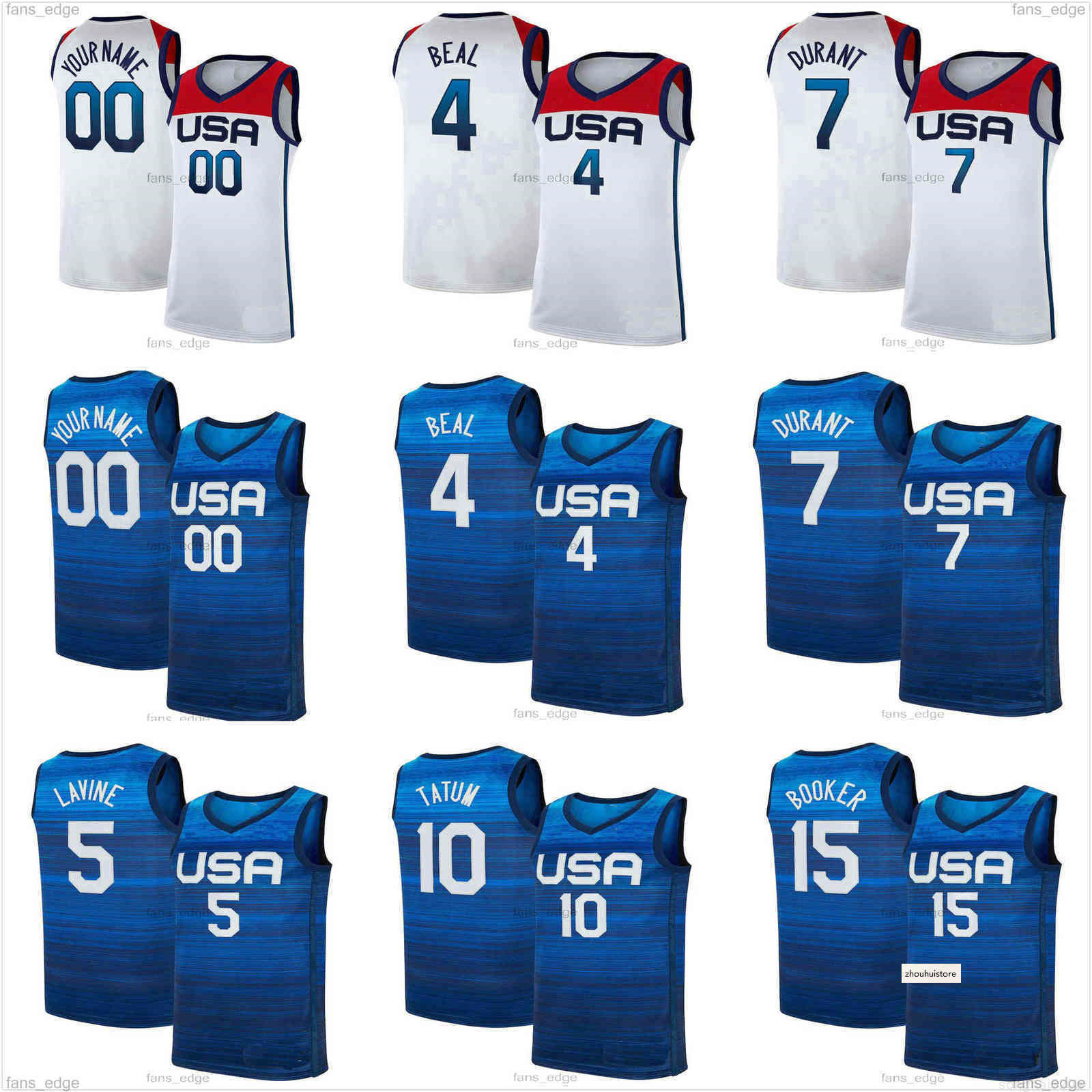 

Devin 15 Booker Kevin 7 Durant Basketball Jersey 6 Damian Lillard 10 Jayson Tatum Zach 5 Lavine Jrue 12 Holiday 2020 2021 National Team USA, Blue