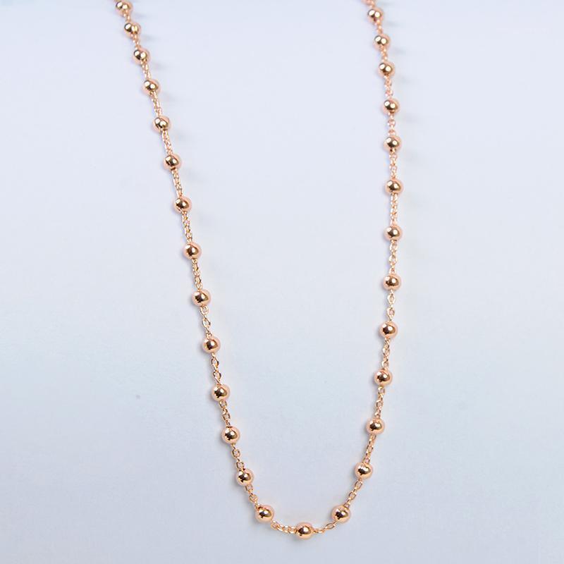 

Chains Woman 585 Rose Gold Color Simple Classic All-Match Bead Necklace 1mm Width 50cm Length
