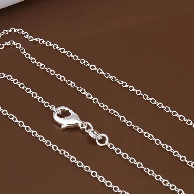 

2mm Link Chains 925 Sterling Silver Jewelry Fashion Women Man Men DIY Rolo O Chain Necklace Accessories Fit Pendant with Lobster Clasps 24 Inches