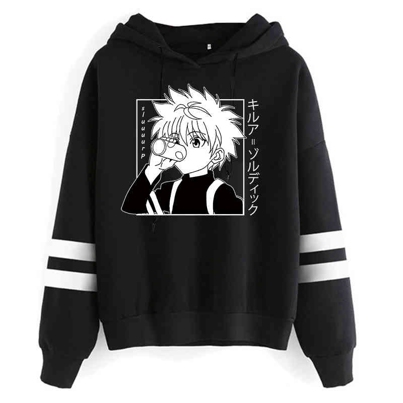 

dropship funny hisoka morow hoodi kawaii streetwear x hunter graphic japan anime killua sweatshirts hooded, Black