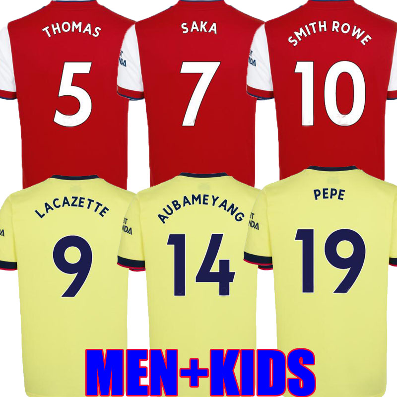 

SMITH ROWE soccer jerseys Gunners 21 22 SAMBI PEPE SAKA THOMAS WILLIAN NICOLAS TIERNEY TAVARES 2021 2022 football shirt Men + Kids kit home goalkeeper LS women, Away player version +patch 1