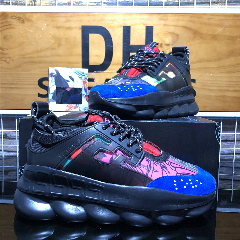 

Top Quality Men Women Versace Chain Reaction Training Casual Shoes Mens Womens Fashion Designer Classic Soft Leather utdoor Breathable Trainers Sneakers With Box, Customize