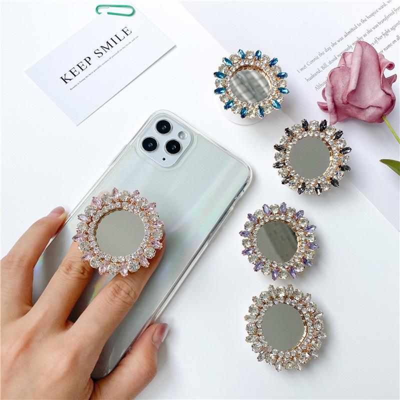 

Cell Phone Mounts & Holders Universal Mobile Holder Luxury Rhinestone Airbag Foldable Paste Type Lazy Shiny Korean Desktop Tablet