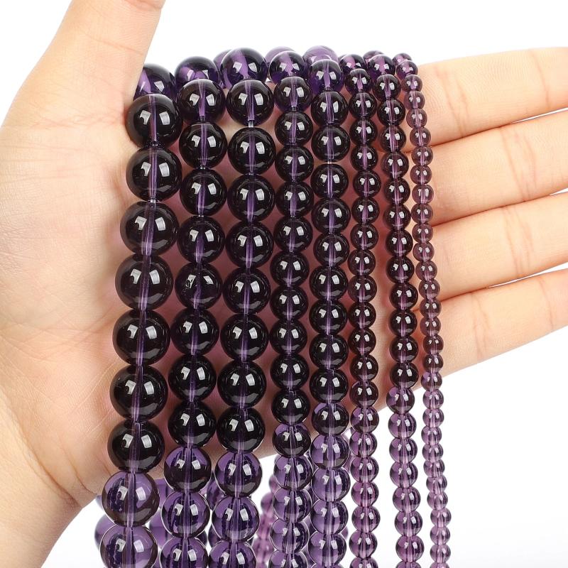 

Other Purple Round Shape Beads Diy Natural Stone Bracelets Necklace Pendants Charms Accessories Women's Jewelry