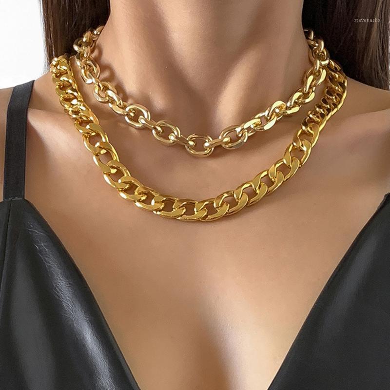 

Chains Modern Jewelry Two Layer Metal Choker Necklace Design Selling Hip Hop Chunk Chain For Girl Fine Accessories