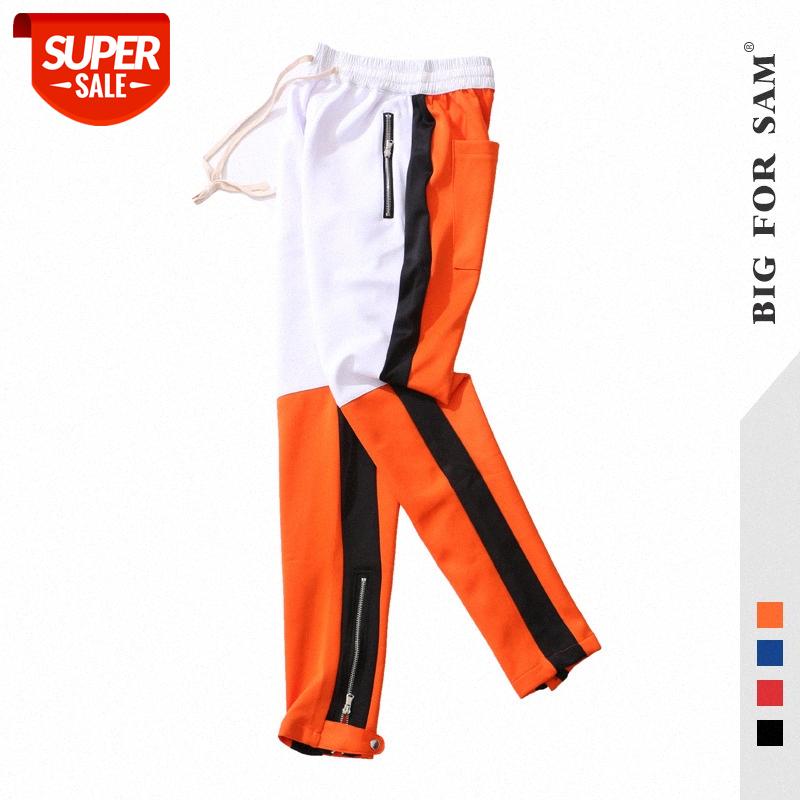 

men's trousers with zipper and color matching casual pants elastic waist sports #zN5N, Black