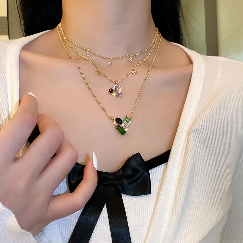 

Pendant Necklaces Korean Trendy Multi-layer Necklace Embellished Fashion Luxury Rich Clavicle Chain Net Red Female