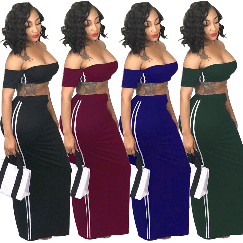 

Women Outfit Sexy Tube Top Set Women Fashion Skirt 2 Piece Suit, Black