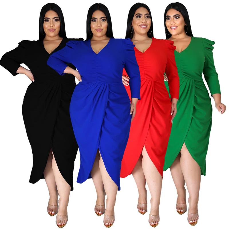

Casual Dresses Womens Spring And Autumn Long-Sleeved Sexy V-Neck Waist Bag Hip Plus Size Pencil Skirt Club Evening Dress Female Robe3XL4XL, Black;gray