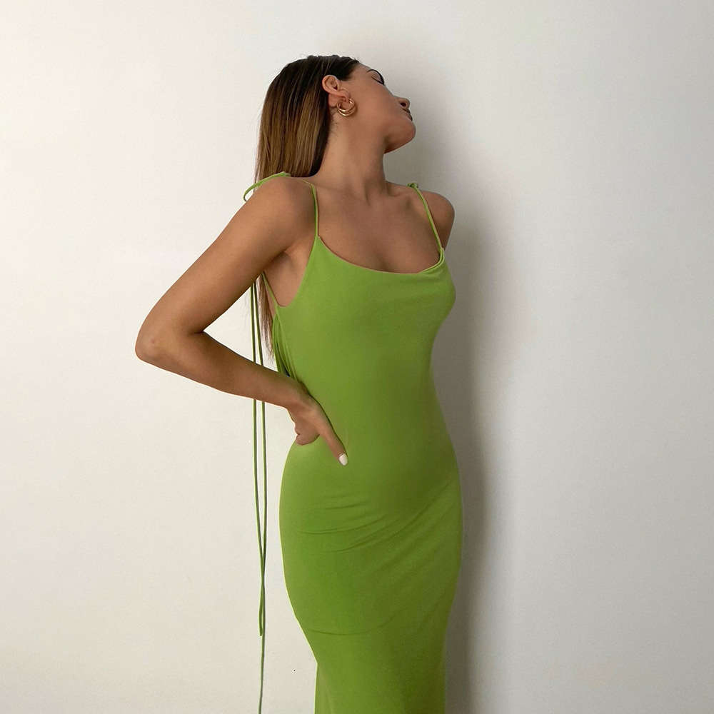 

Nazada's solid open back lace up cut out strap slim long dress nz5642, Black;gray