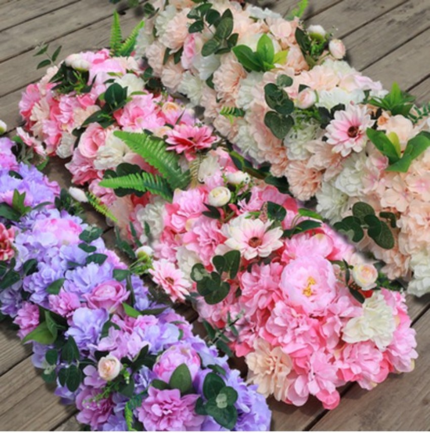 

ArtificialFlower Arrangement Silk Gypsophila Babysbreath Flower Row Decor For Wedding Backdrop Party Supplies Props 100CM, 1#