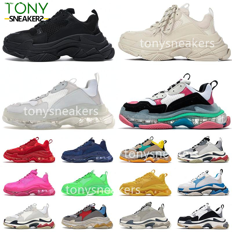 

Paris 17FW Fashion Women Shoes Dad Shoes Triple S 17FW Sneakers for Men Women Spring chaussures Navy Blue Orange Daddy Shoes, Box