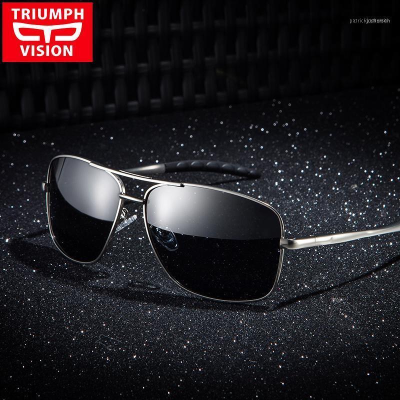 

Sunglasses VISION Polarized Men Cool Black Square Tough Guy Style Shades High Quality Metal Driving Sun Glasses For