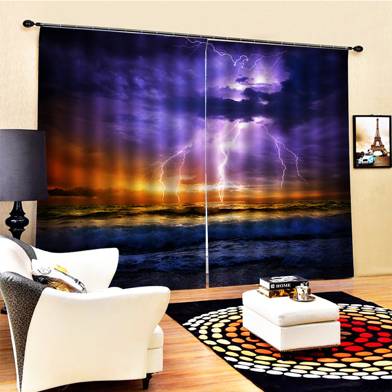 

Modern Home Decoration Blackout 3D Curtain stereoscopic purple landscape curtains, Gold