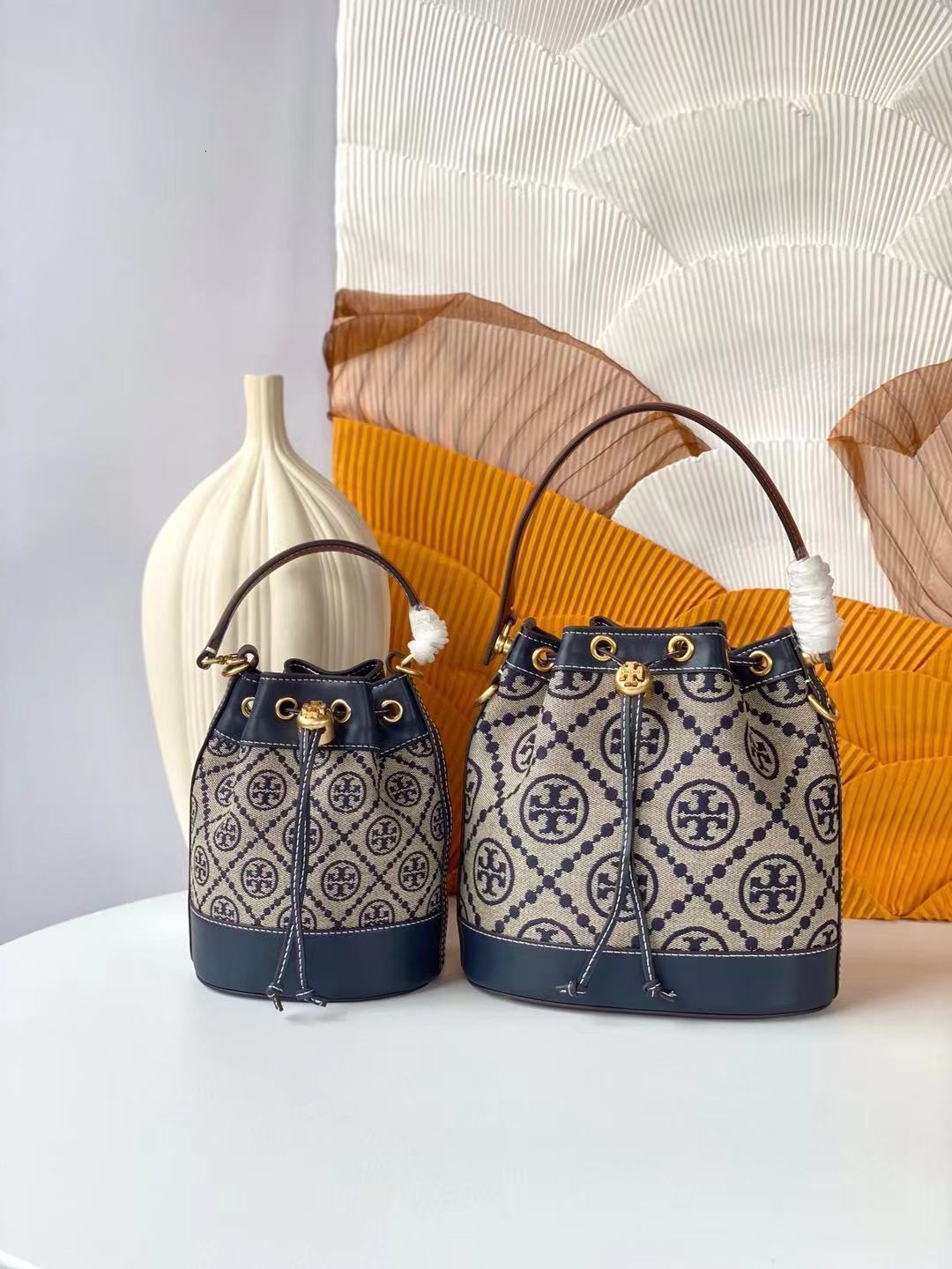 

tb women's old flower bucket bag tote single shoulder canvas messenger handbag metal buckle