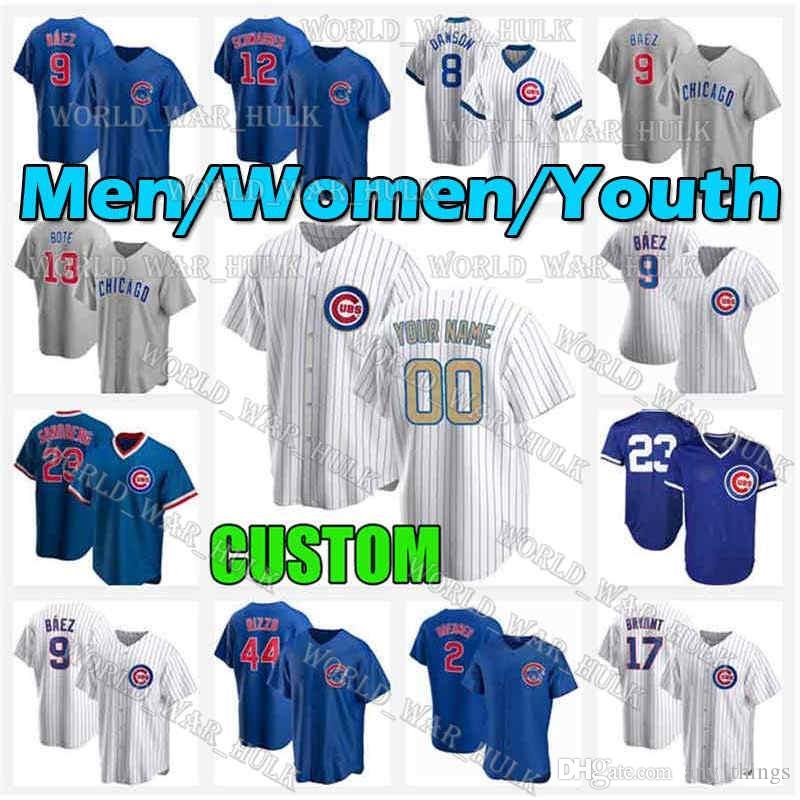 

2021 Chicago Anthony Rizzo Javier Baez Cubs Baseball jerseys Kris Bryant Kyle Schwarber Jason Heyward Albert Almora Jr. Men Women Youth, Blue;black