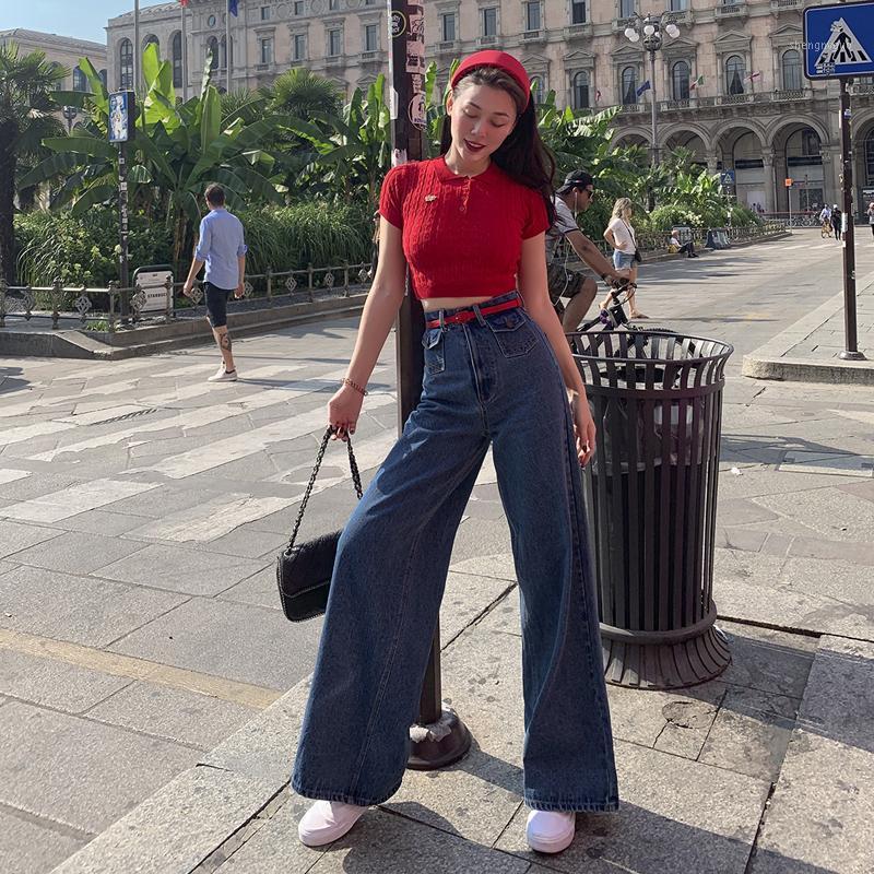 

Women's Jeans Le Palais Vintage 2021 Spring Original High Waist Loose Wide Leg Pants Fashionable Casual All-Match Trousers Women, Blue