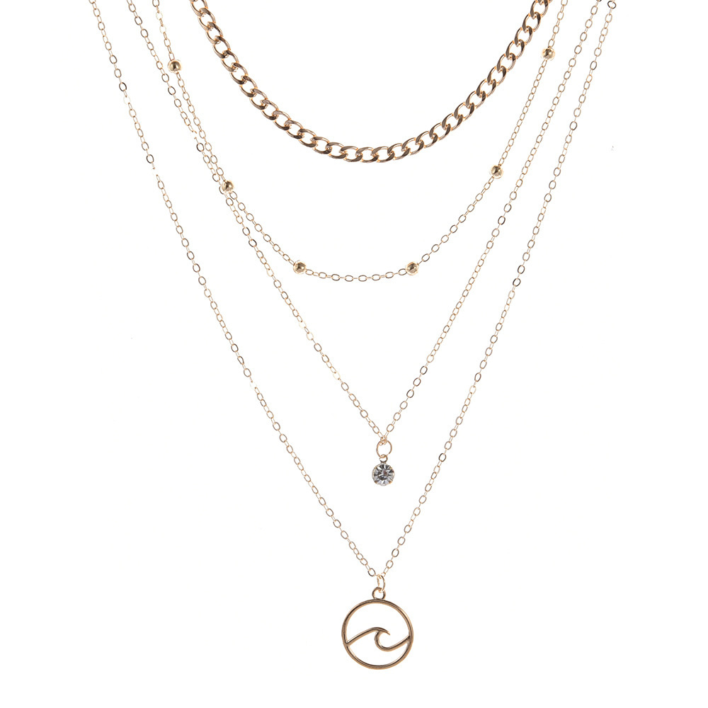 

Individual Point Drill Multi-layer Necklace Alloy Spray Ladies Multi-layer Pendant Necklace Neck Chain