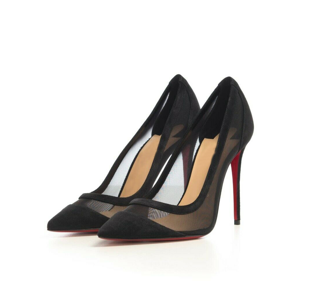

Top Quality women Red Bottom shoes Galativi 100 Black Classic Fabric high heels Nude black Pointed Toes Pumps Size:35-47 With Box