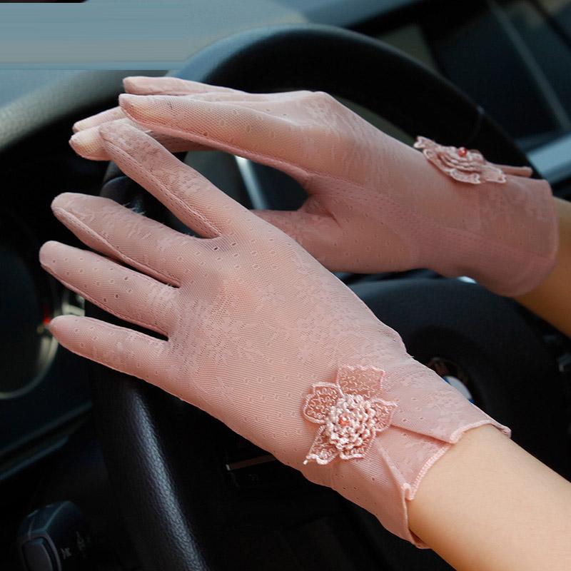 

Five Fingers Gloves Tartan Legend Sunscreen Women's Summer Thin Anti Ultraviolet Lace Riding Driving Hand Sleeve