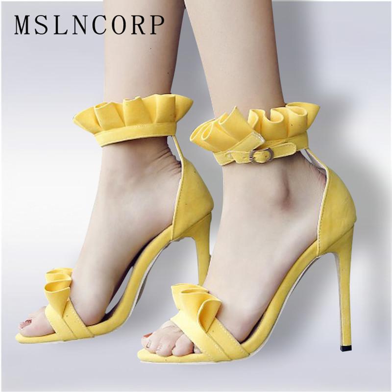 

Plus Size 34-51 Summer Women Fashion Open Toe Lace High Heel Sexy Wedding Sandals Ankle Wrap Fringe Pumps Formal Dress Shoes, As photo