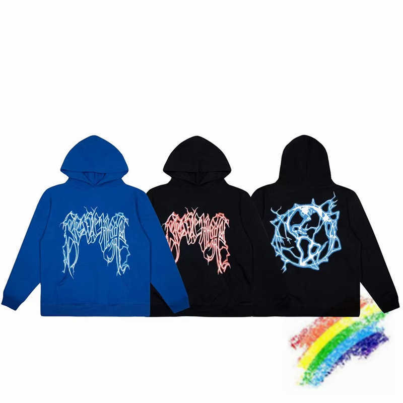 

2021ss Revenge Hoodie Men Women 1:1 High Quality Pullover Earth Lightning Printing Sweatshirts Oversized Q0831, 14