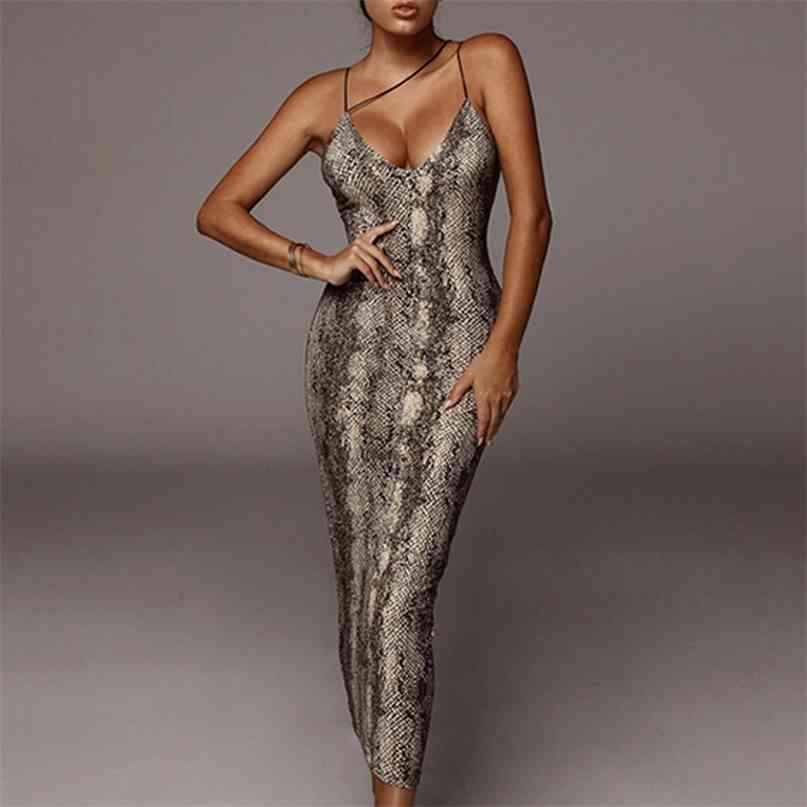 

leopard print sleeveless V-neck sexy midi dress spring women fashion streetwear Christmas party outfits 210607