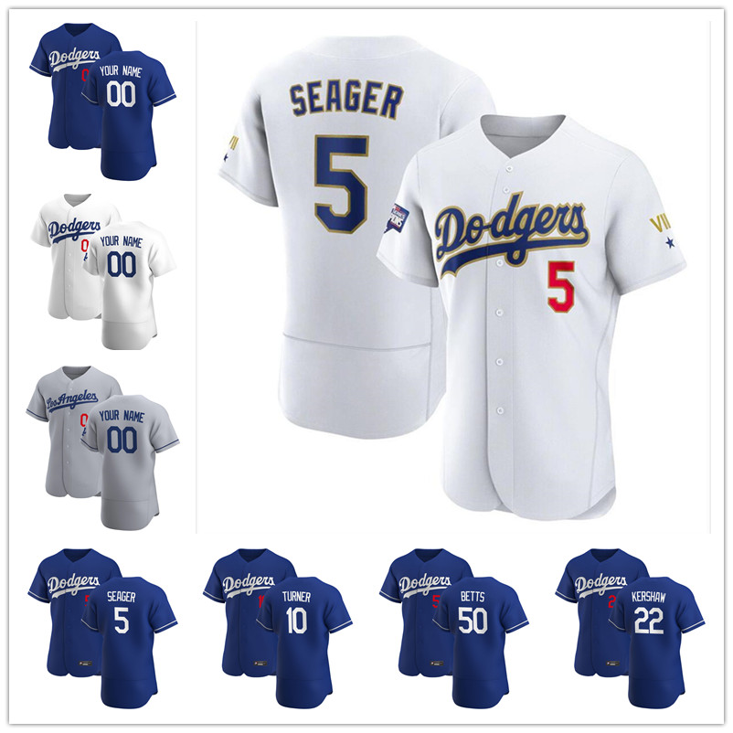 

Custom 2021 gold program Jersey Mens women youth Los Angeles Dodgers 50 Mookie Betts 5 Corey Seager 10 Justin Turner 22 Clay, Blue;black
