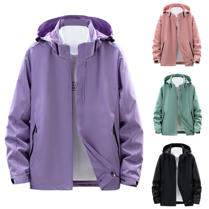 

Women's Jackets WaterProof Pocket Color Hat Zipper Outdoor Detachable Splice Coat, Black;brown