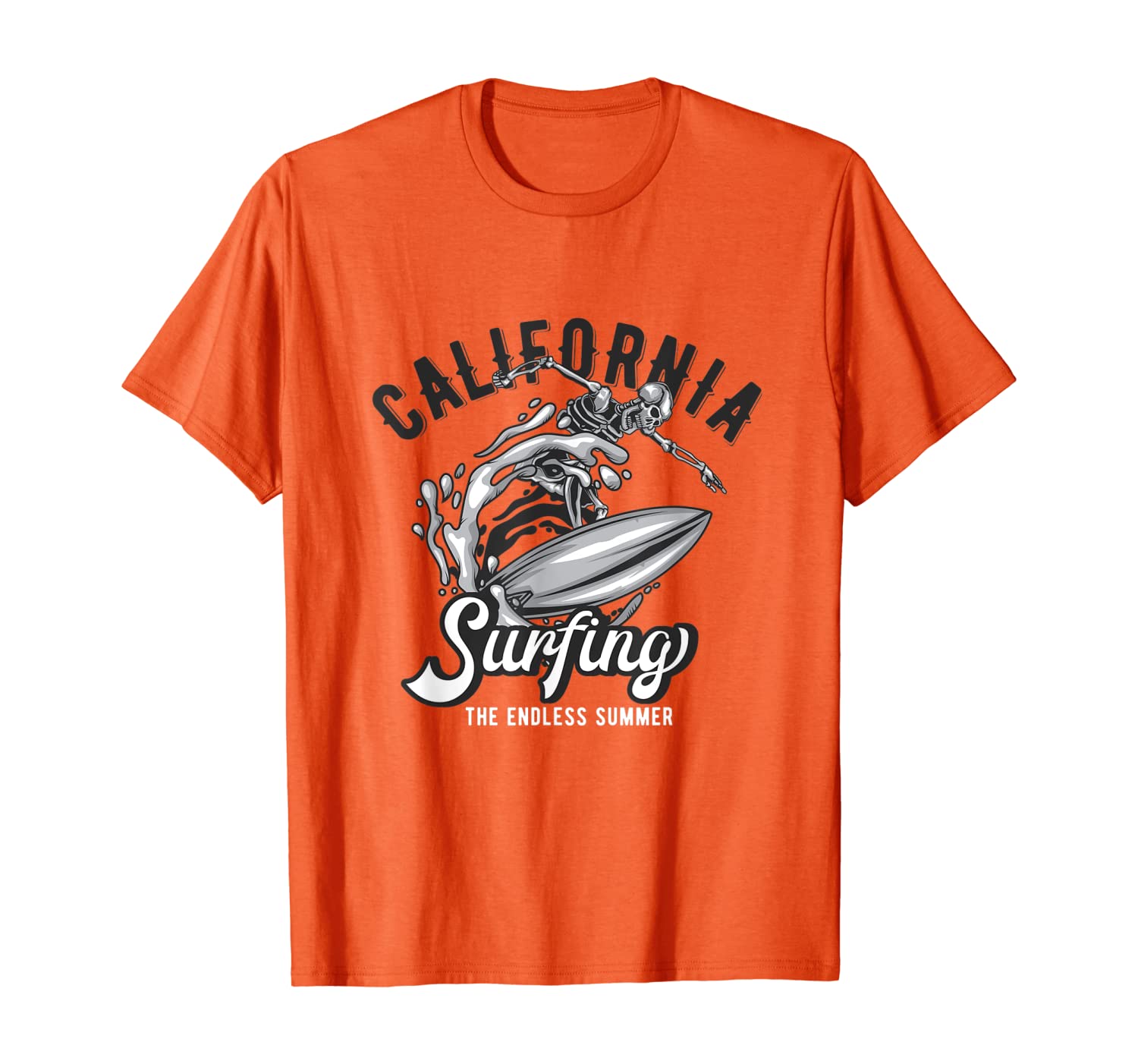 

California surfing the endless summer skeleton T-Shirt, White;black