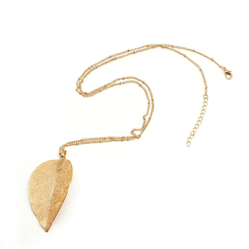 

Pendant Necklaces Boho Silver Color Long Leaf Necklace Women Jewelry Big Statement Kolye Party Birthday Gift