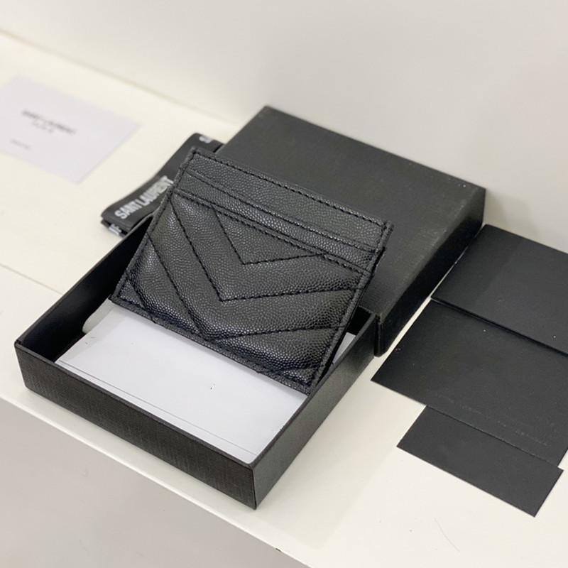 

Women Card Holder Ladies Clutch Wallet Black Small Leather Bag Caviar Coin Purse